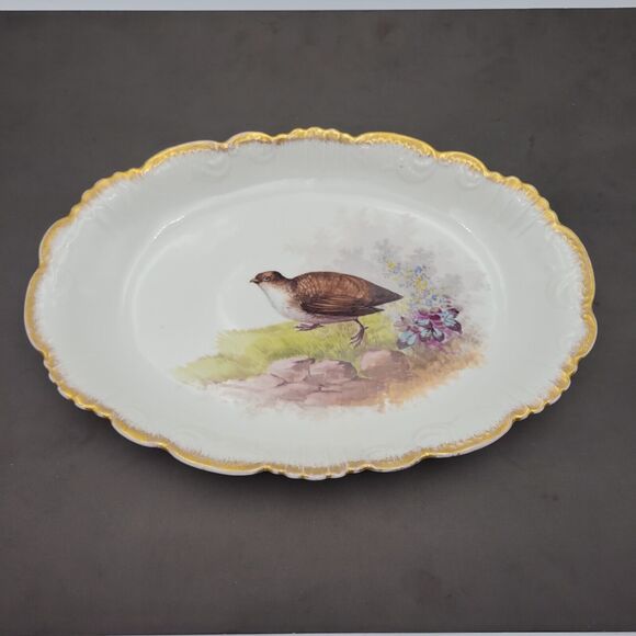 French Limoges Game Bird Large Serving Platter by Lewis Strauss & Sons Antique - Picture 1 of 14